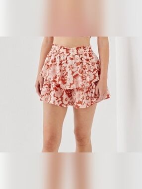 American Eagle Outfitters burnt orange floral tiered skort. Size Medium